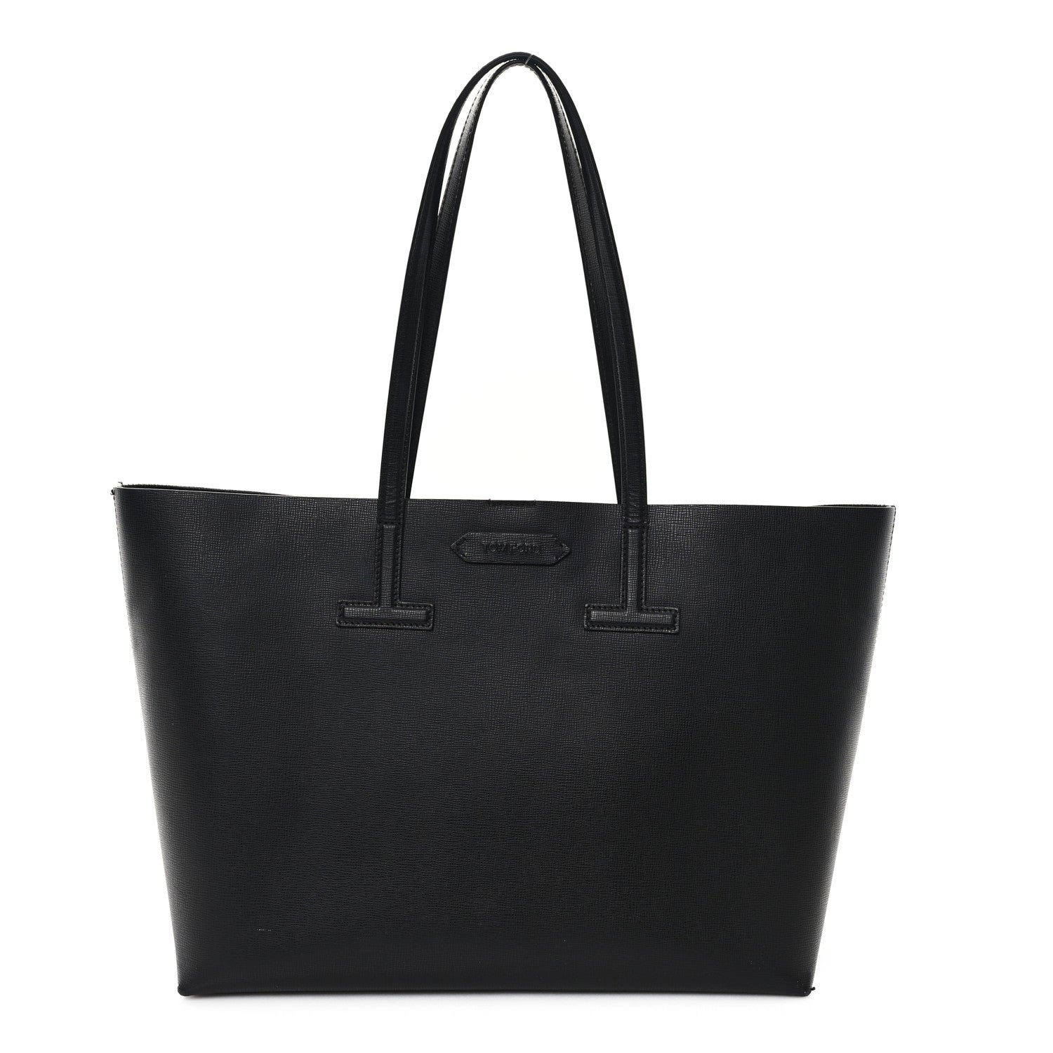 Grained Calfskin Small T Tote Black