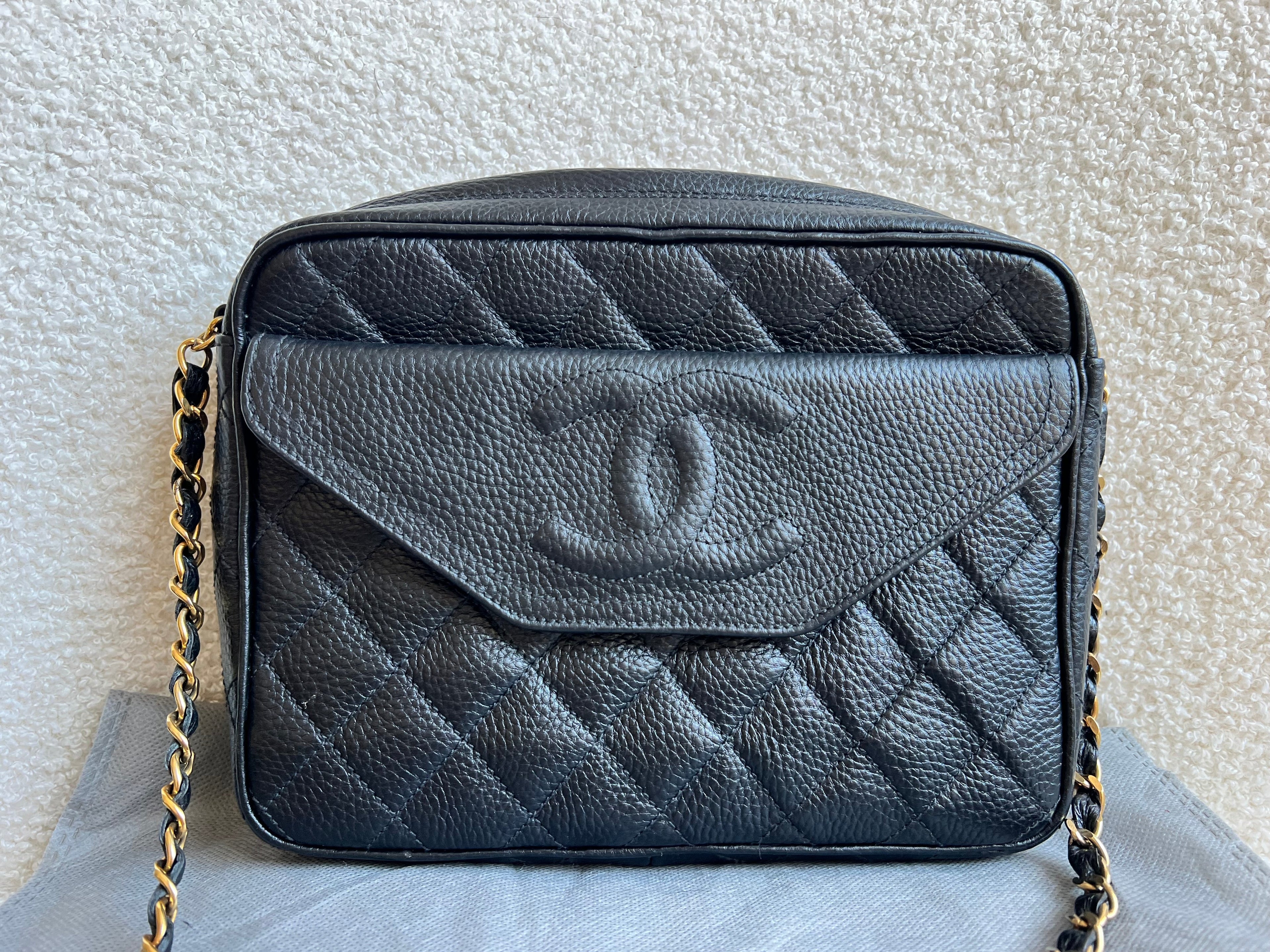 Chanel Vintage Black Caviar Camera Bag