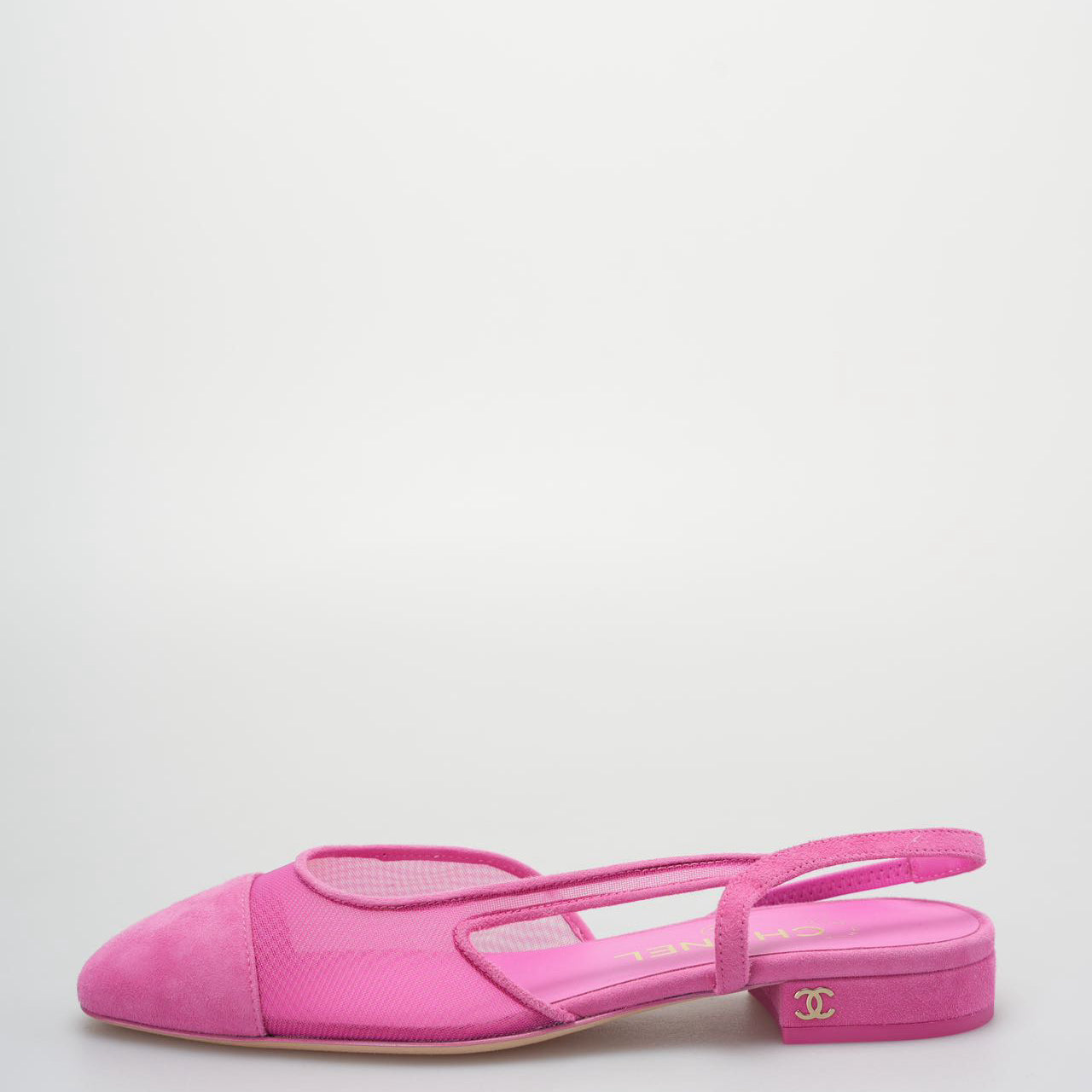 Chanel Slingback Suede Ballet Flats in Pink Size 35.5