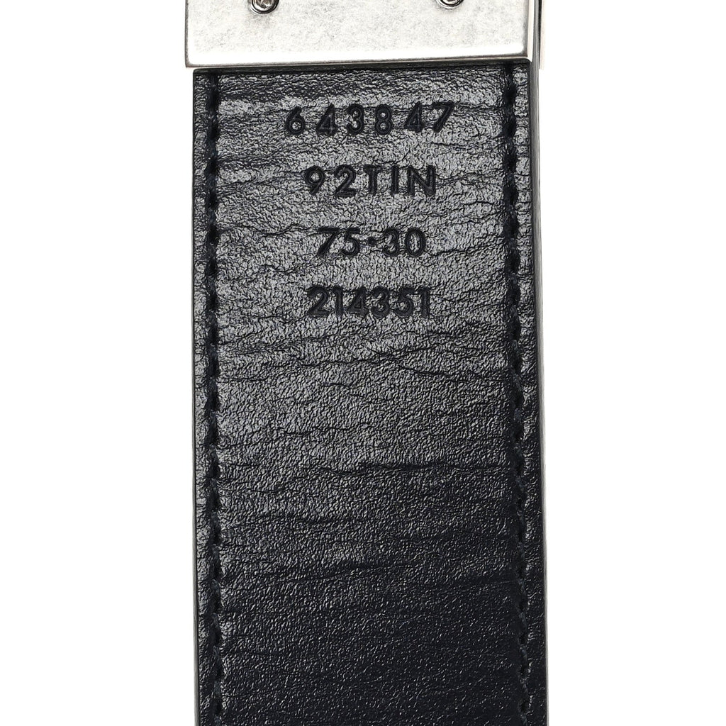 GG Supreme Monogram Plutone Calfskin Palladium Double G Reversible 30mm Belt 75 30 Beige Ebony Black