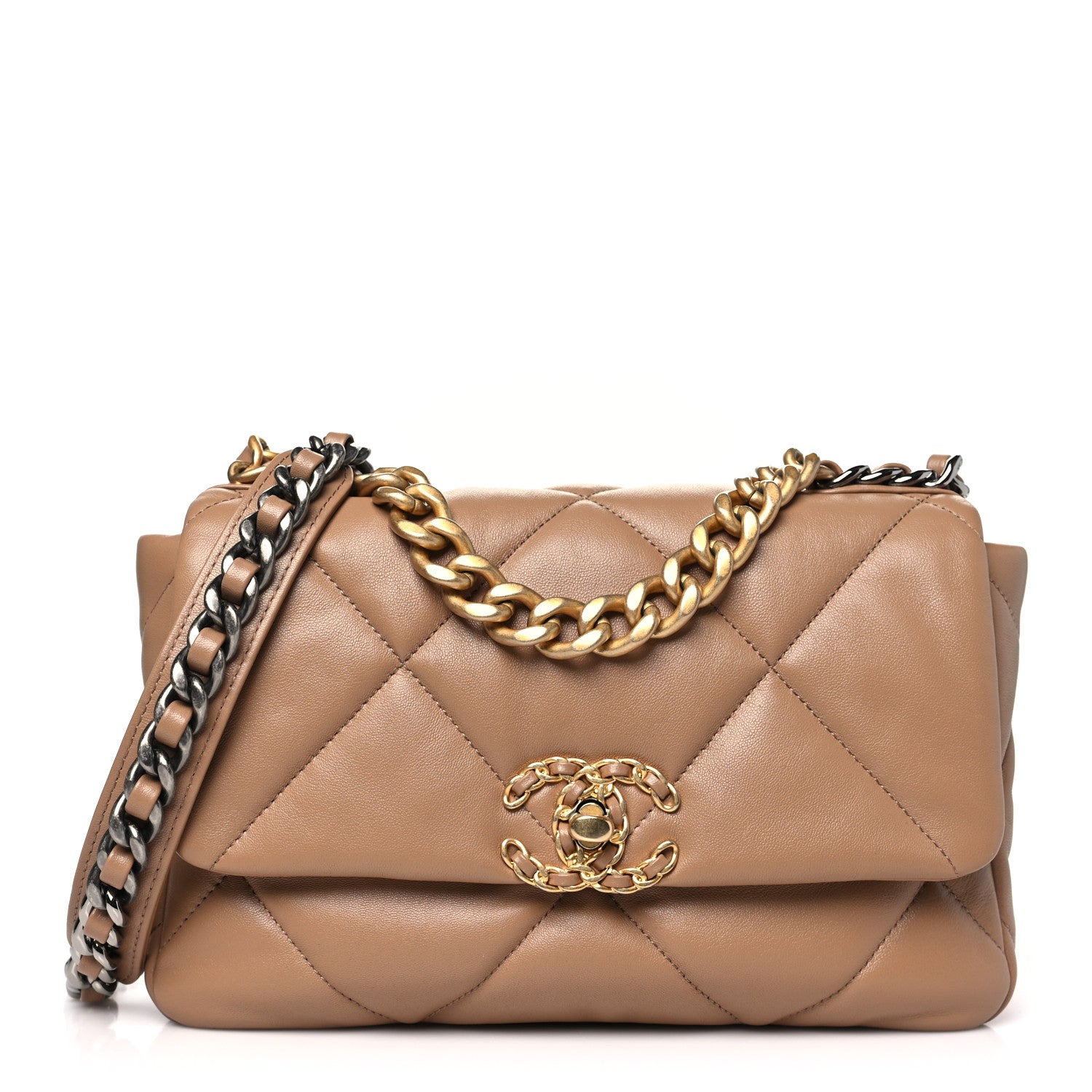Lambskin Quilted Medium Chanel 19 Flap Brown