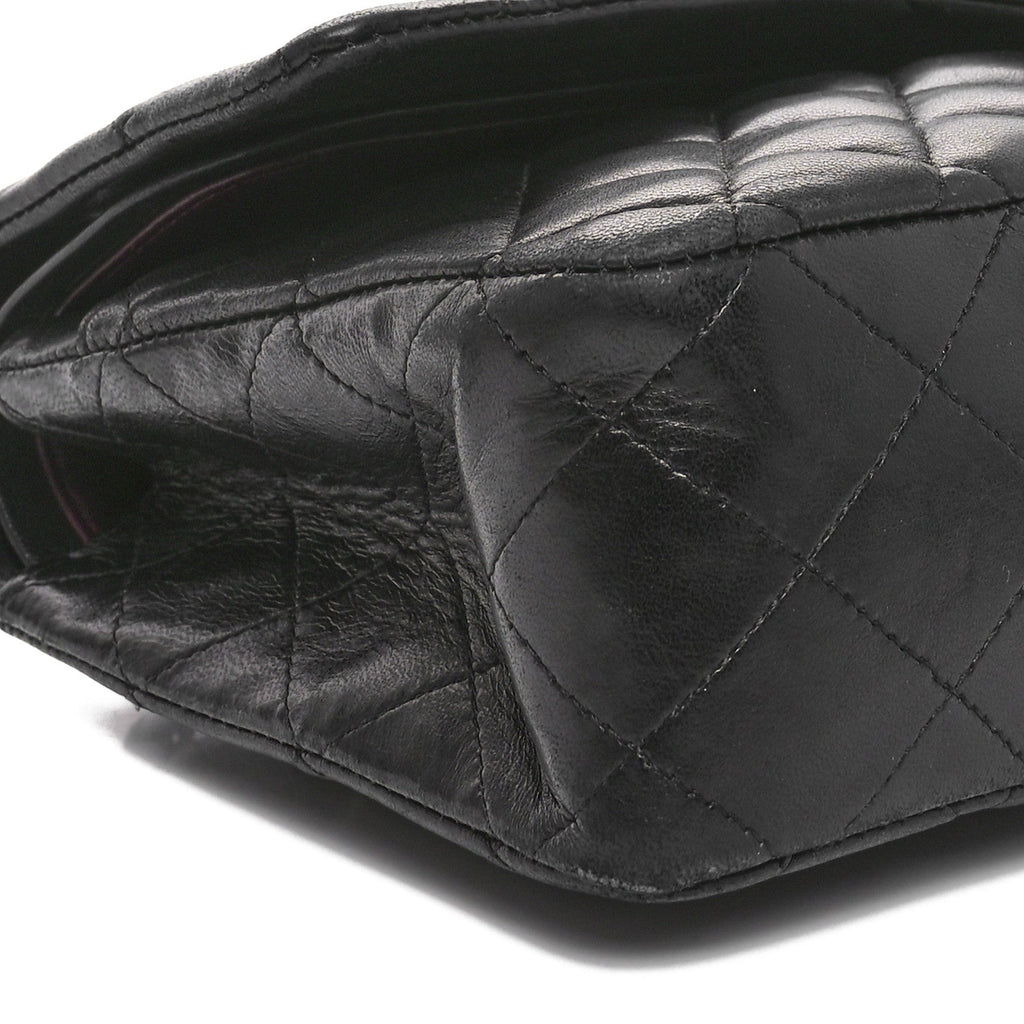 Lambskin Quilted Medium Double Flap Black