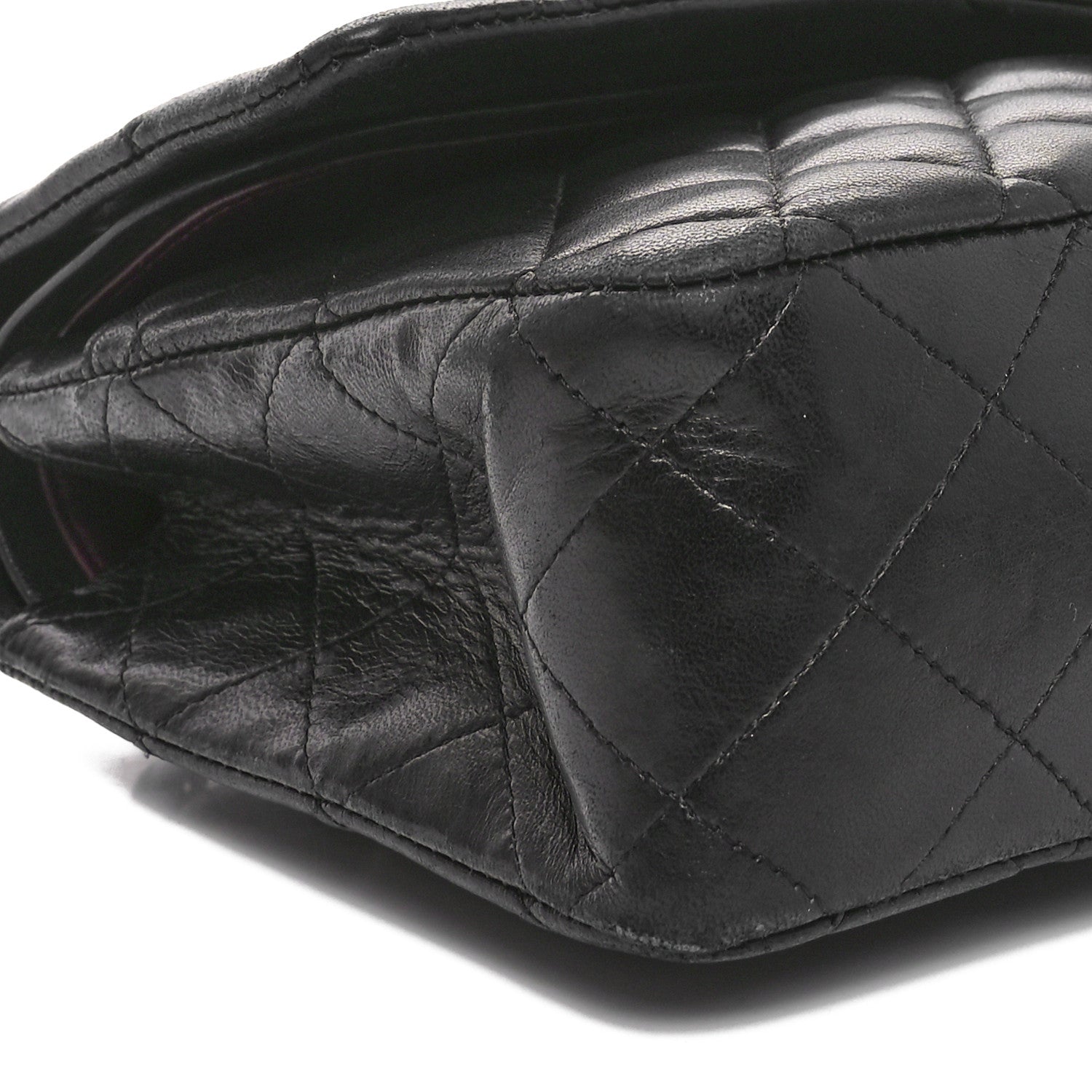 Lambskin Quilted Medium Double Flap Black
