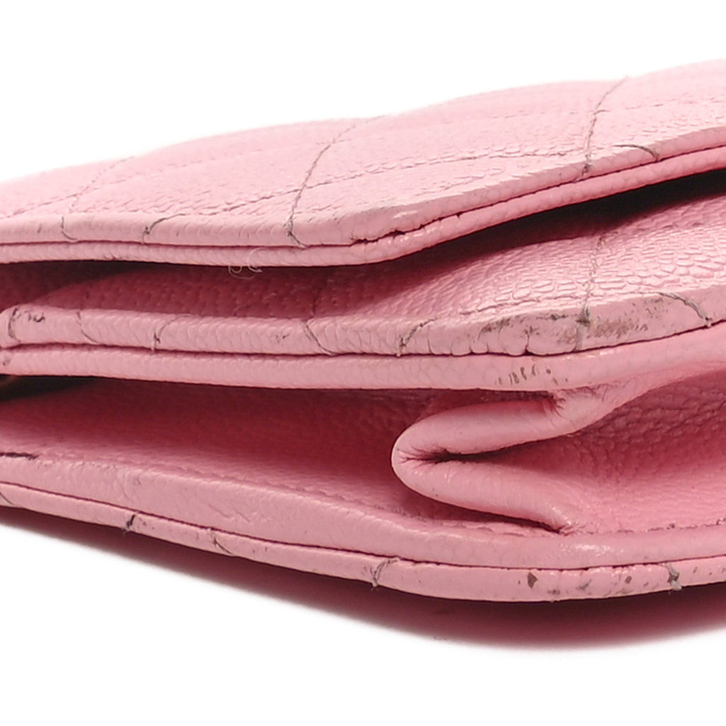 Caviar Quilted Chain CC Wallet On Chain WOC Pink