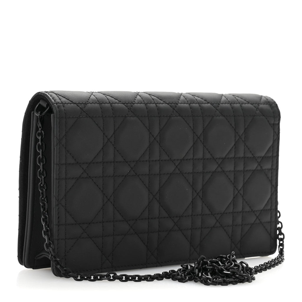 Ultra Matte Calfskin Cannage Lady Dior Clutch Black