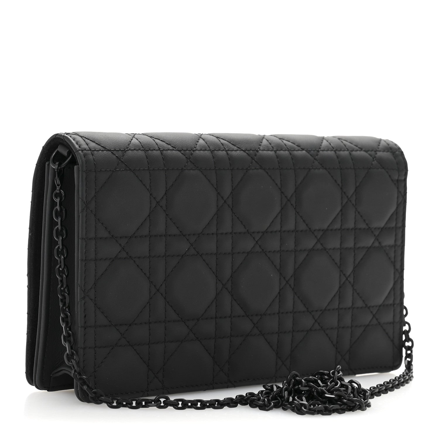 Ultra Matte Calfskin Cannage Lady Dior Clutch Black