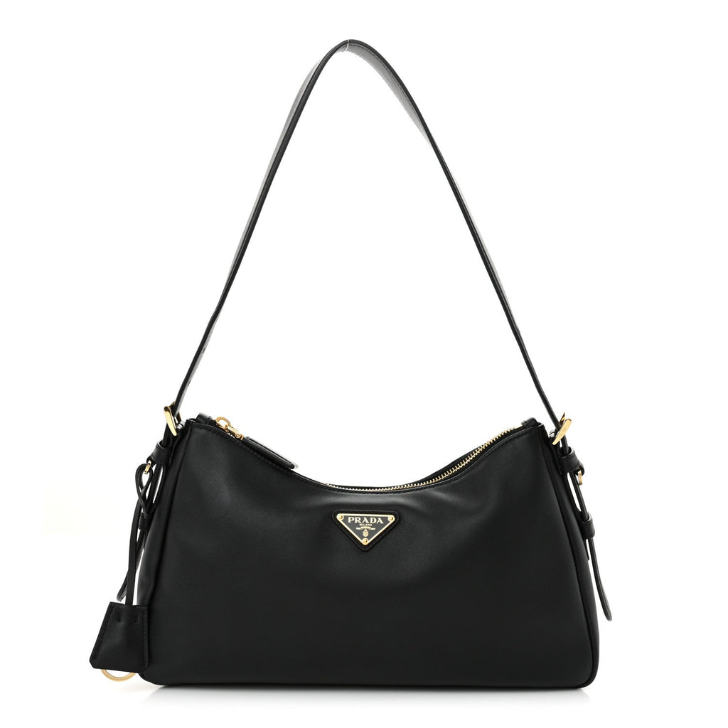 Soft Calfskin Medium Aimee Shoulder Bag Black