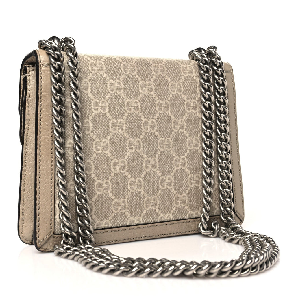 GG Supreme Monogram Textured Dollar Calfskin Mini Dionysus Shoulder Bag Beige Mystic White Oatmeal