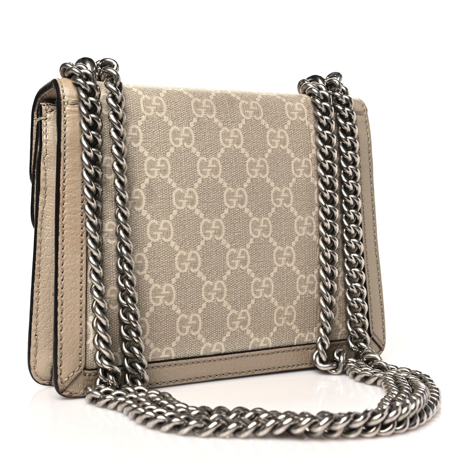 GG Supreme Monogram Textured Dollar Calfskin Mini Dionysus Shoulder Bag Beige Mystic White Oatmeal