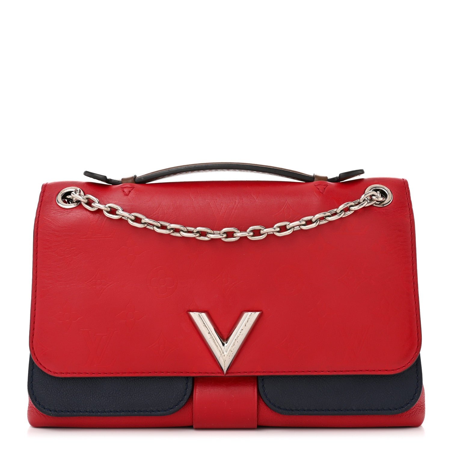 Monogram Cuir Plume Ecume Very Chain Bag Rouge Rubis