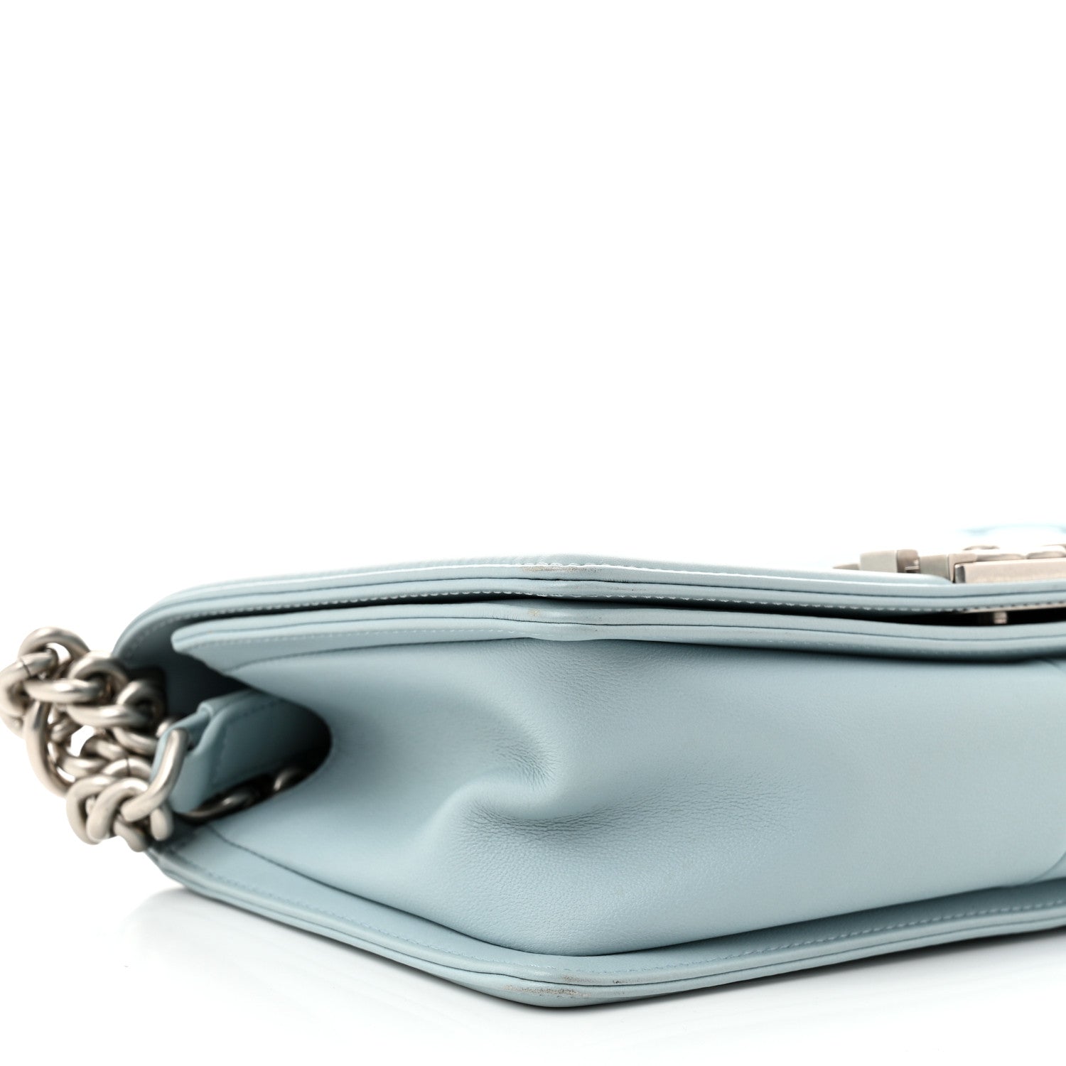 Calfskin Quilted Medium Boy Flap Light Blue