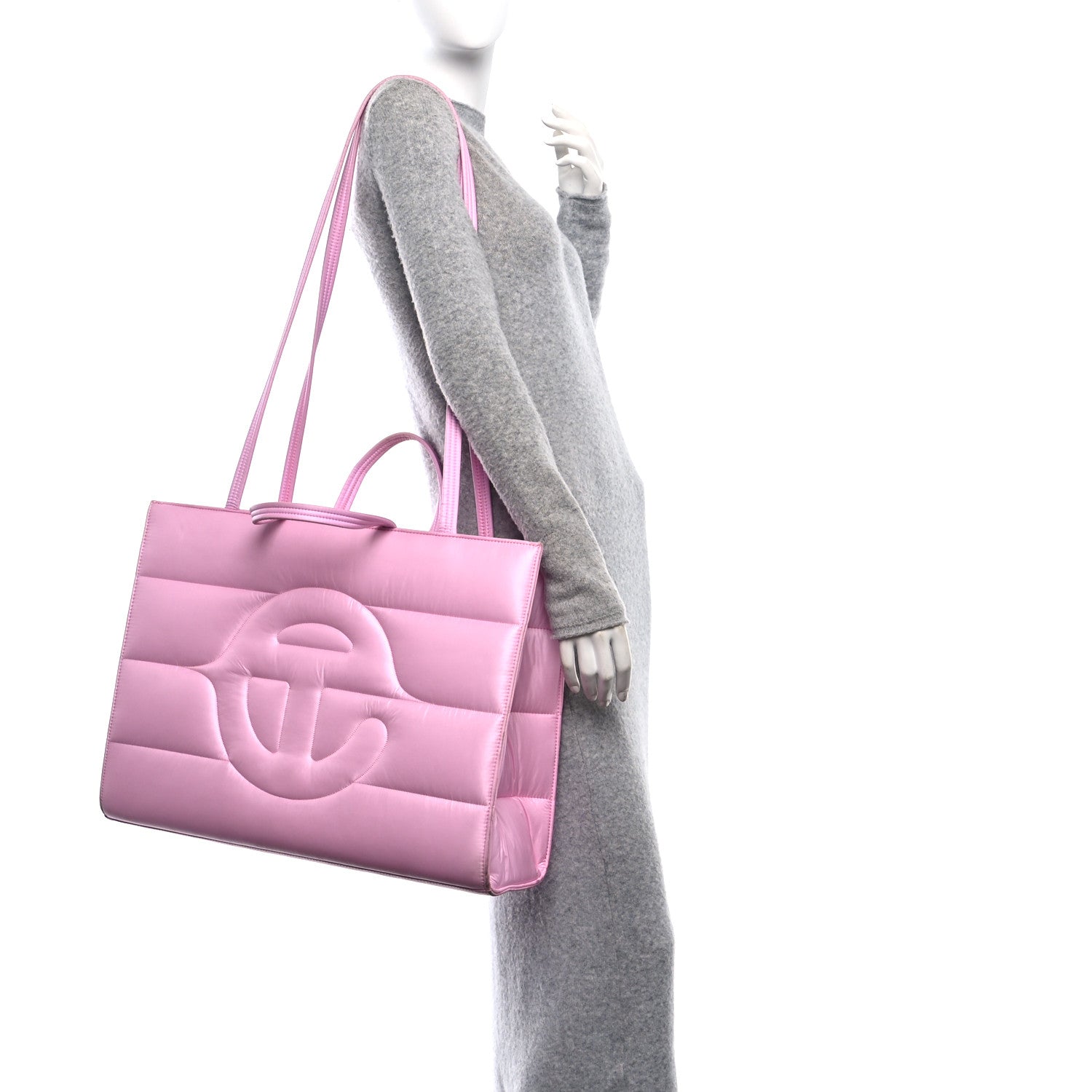 Nylon Large Puff Shopping Bag Pink