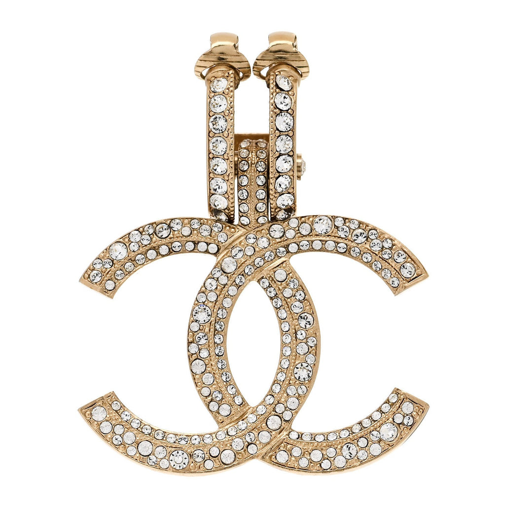 Crystal CC Single Clip On Earring Gold
