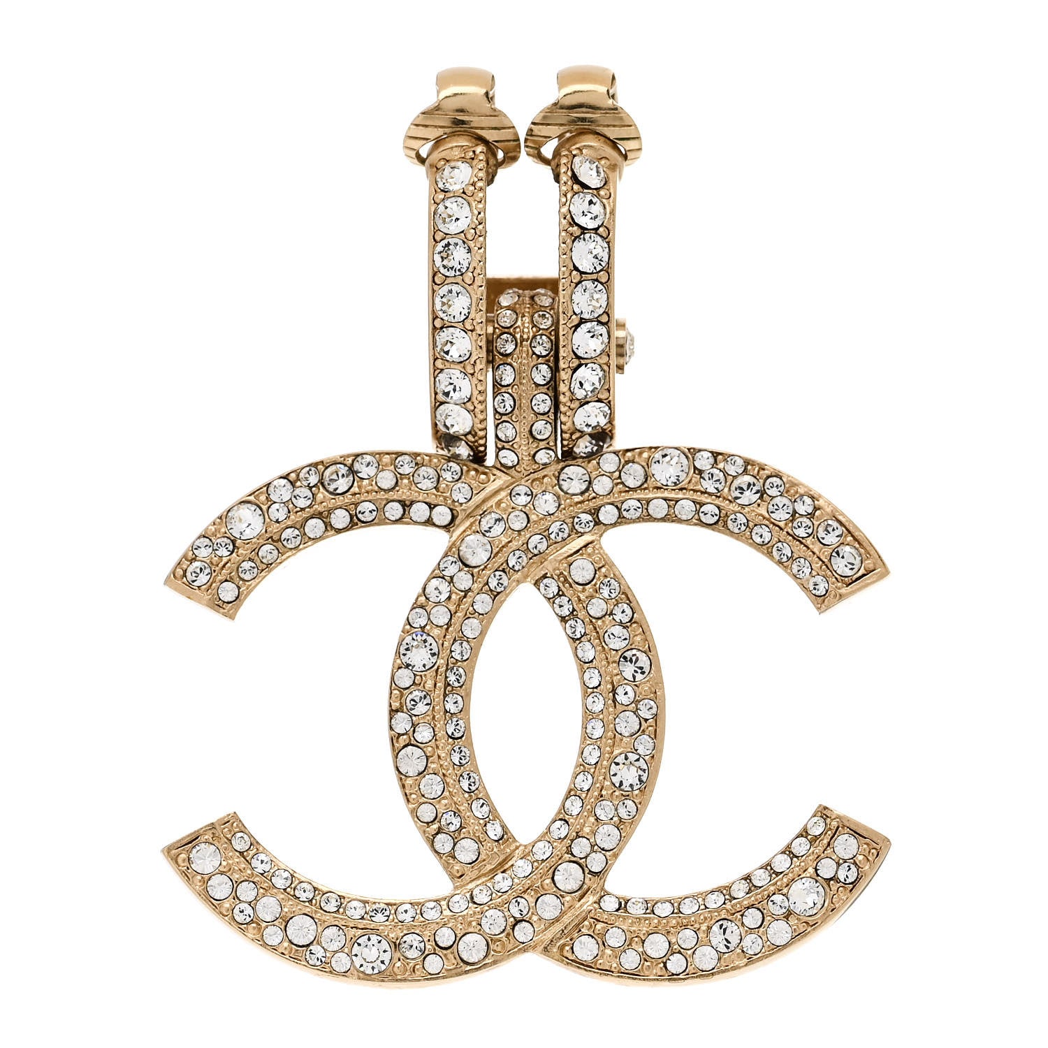 Crystal CC Single Clip On Earring Gold
