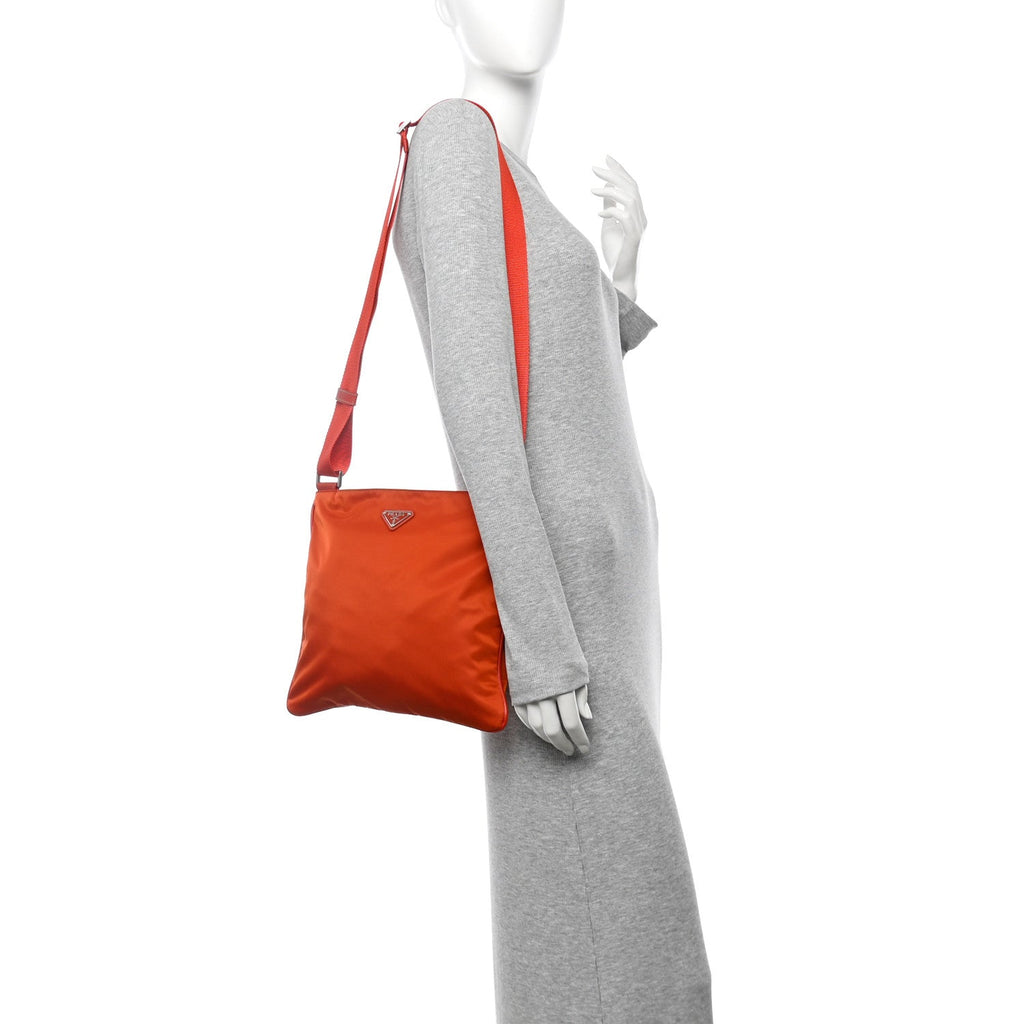 Nylon Vela Flat Messenger Bag Mandarino