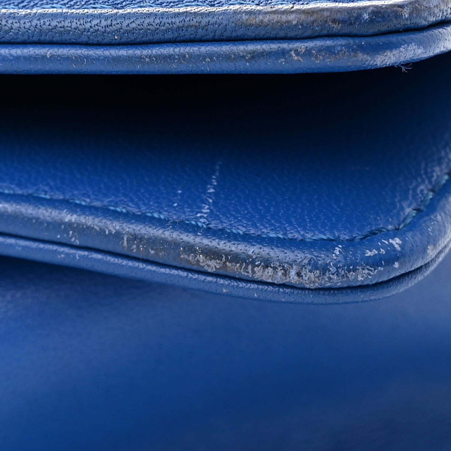 Calfskin Chevron Quilted Large Boy Flap Blue