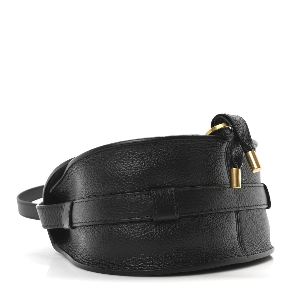 Calfskin Mini Marcie Round Crossbody Bag Black