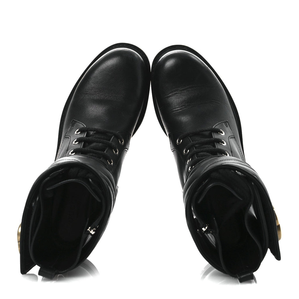 Flores Calfskin Nappa Matelasse GG 40mm Ankle Boots 37.5 Black