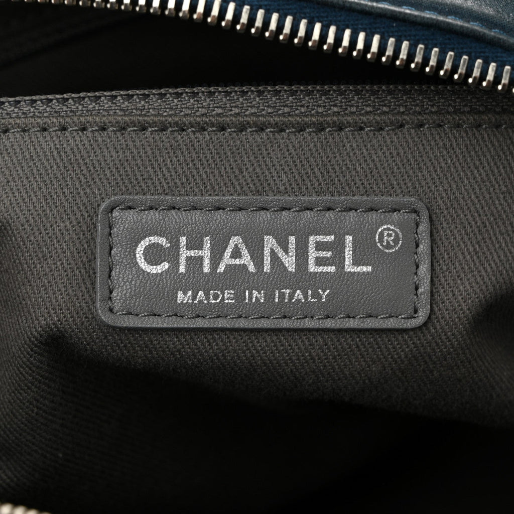Iridescent Calfskin Quilted Relax CC Bowler Blue