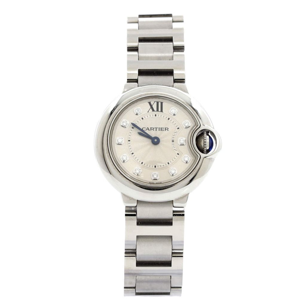 Ballon Bleu de Cartier Quartz Watch Stainless Steel with Diamond Markers 28