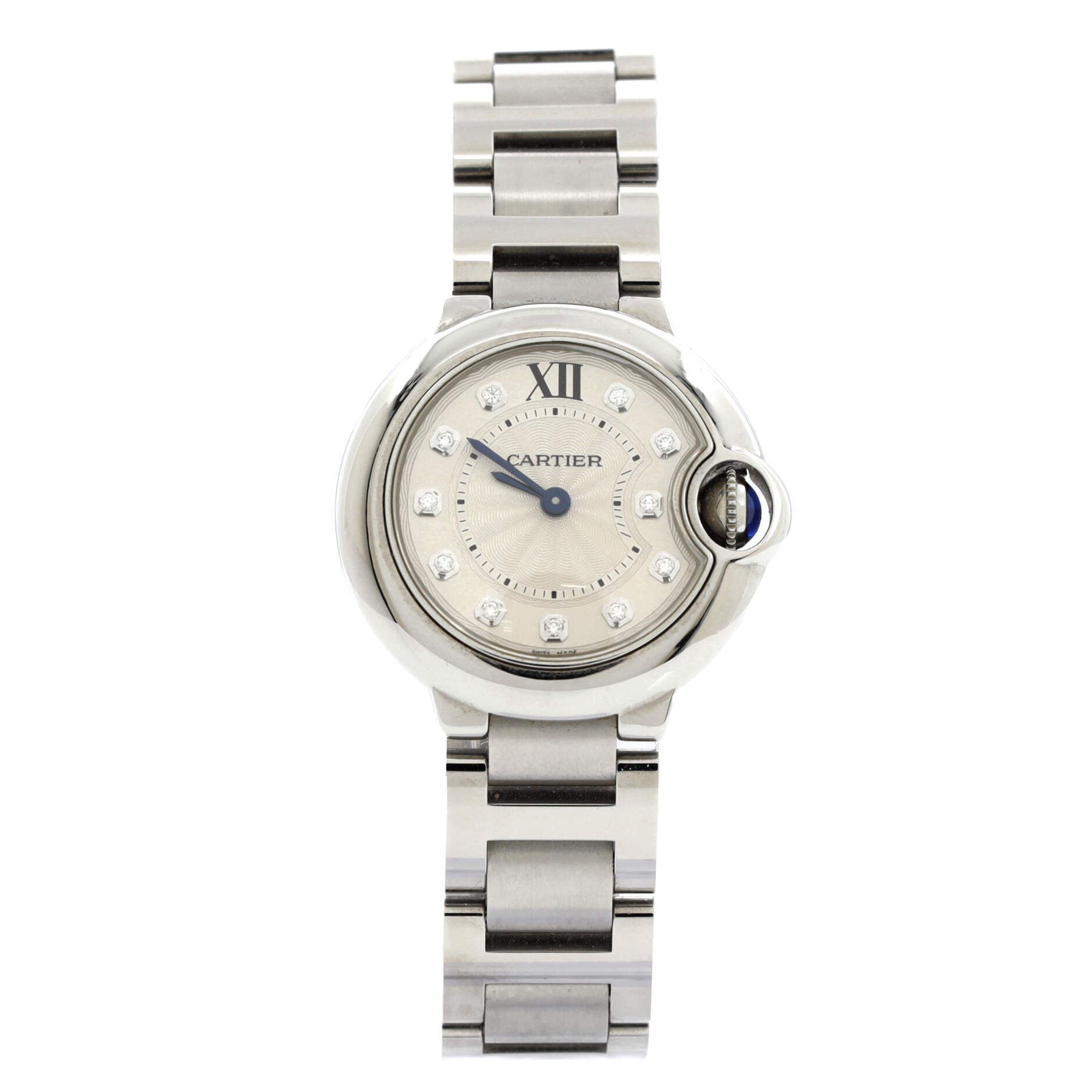 Ballon Bleu de Cartier Quartz Watch Stainless Steel with Diamond Markers 28