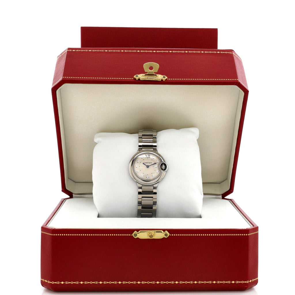 Ballon Bleu de Cartier Quartz Watch Stainless Steel with Diamond Markers 28