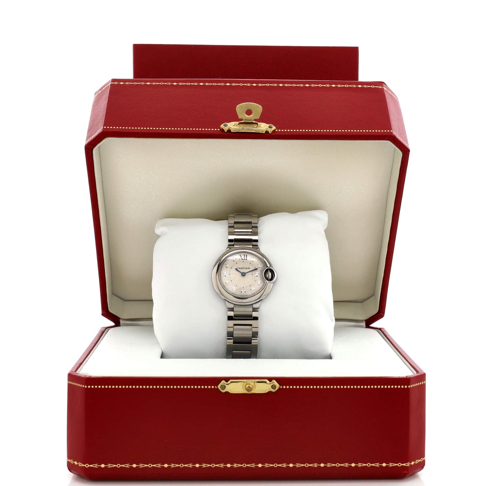 Ballon Bleu de Cartier Quartz Watch Stainless Steel with Diamond Markers 28