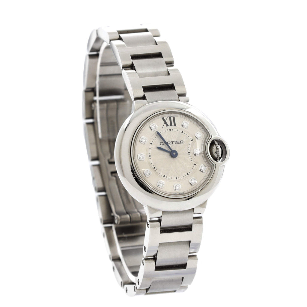 Ballon Bleu de Cartier Quartz Watch Stainless Steel with Diamond Markers 28