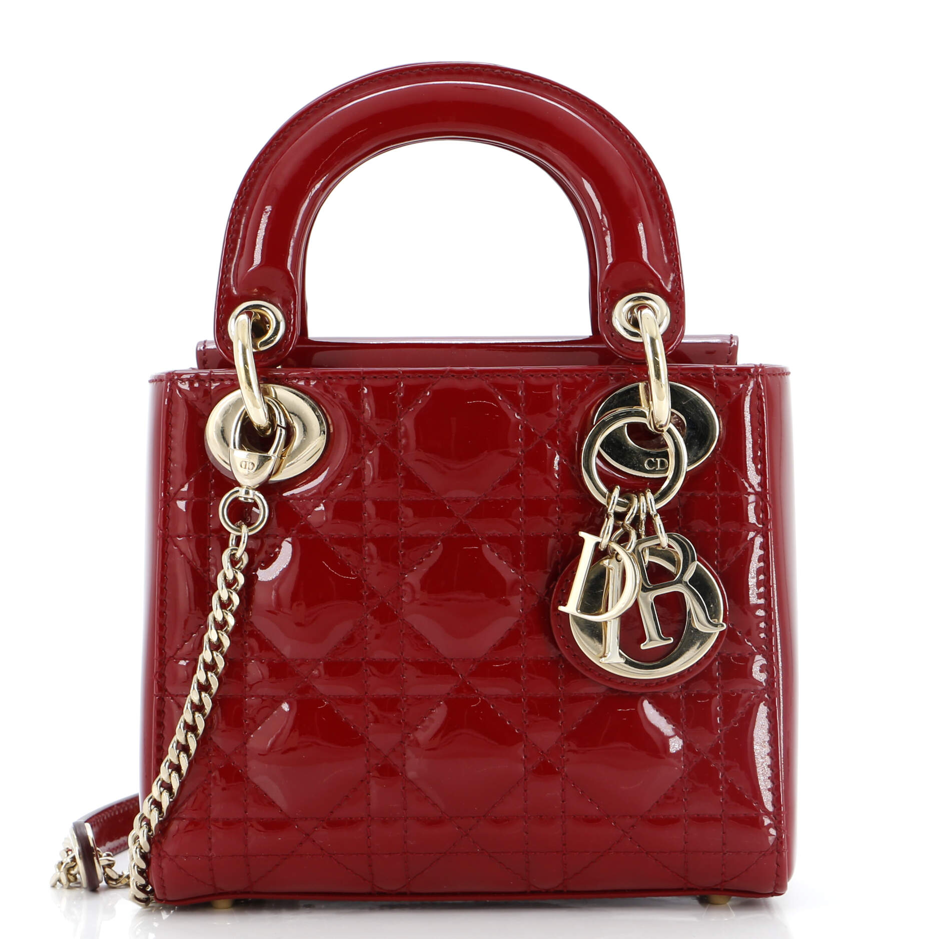 Lady Dior Chain Bag Cannage Quilt Patent Mini