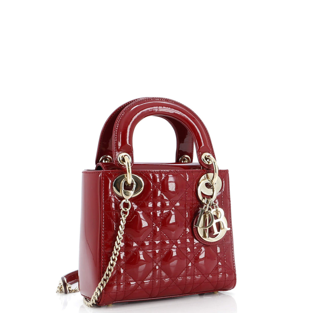 Lady Dior Chain Bag Cannage Quilt Patent Mini