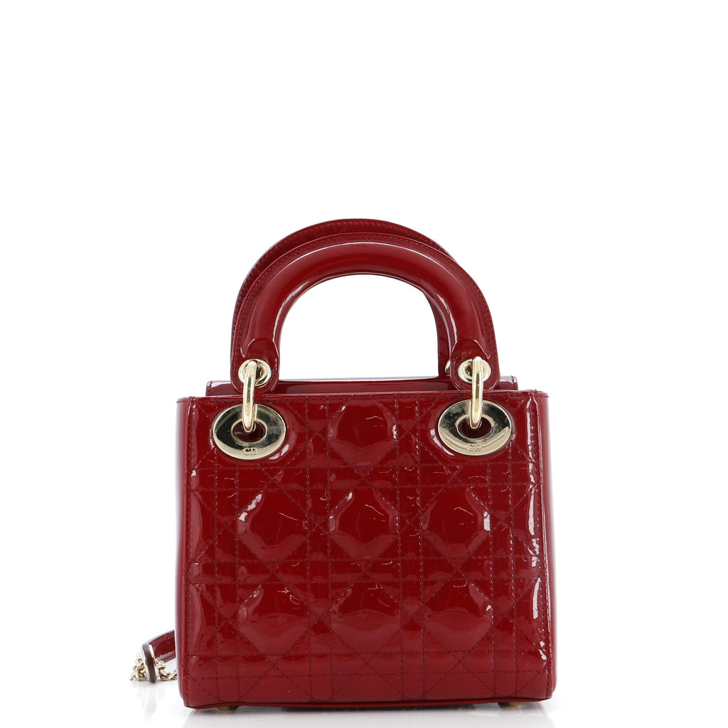 Lady Dior Chain Bag Cannage Quilt Patent Mini