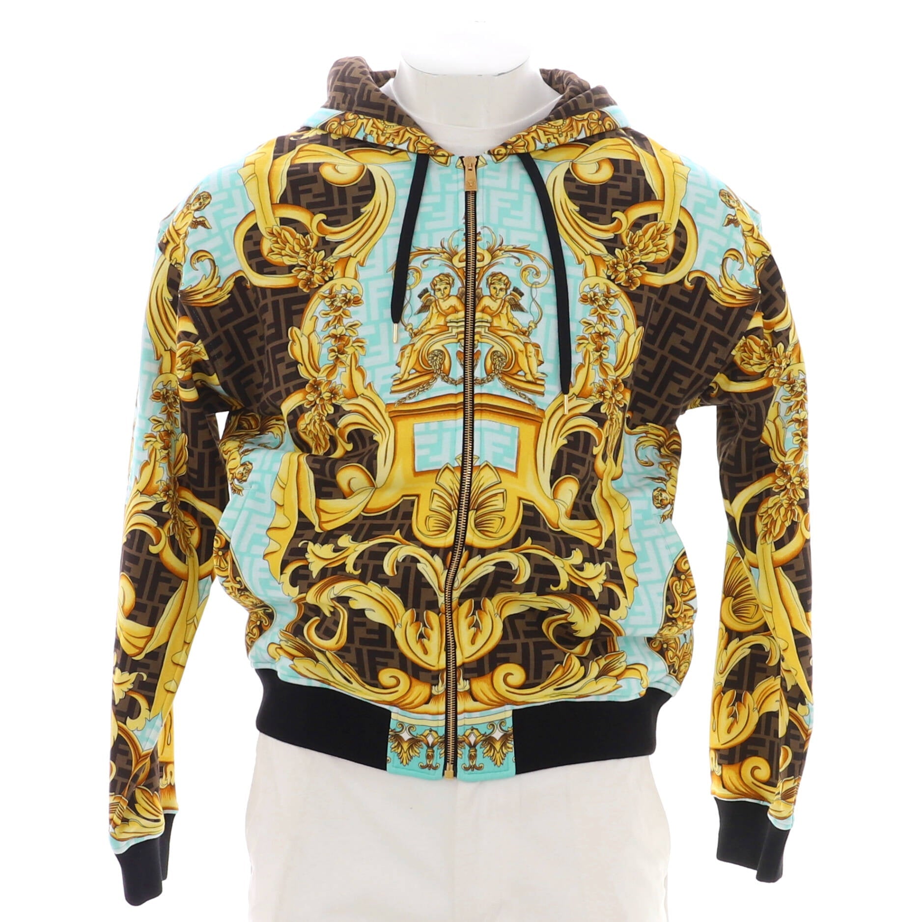 x Versace Fendace Zip Hoodie Printed Zucca Cotton