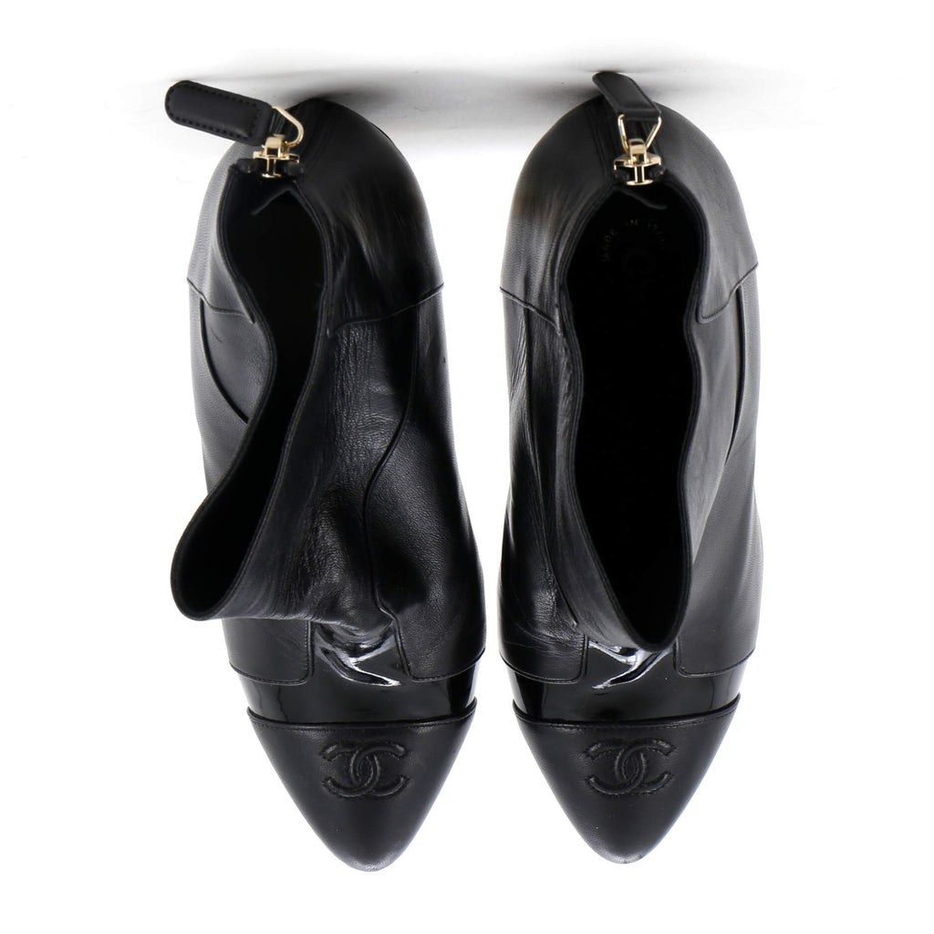 Women's CC Cap Toe Heeled Ankle Boots Leather