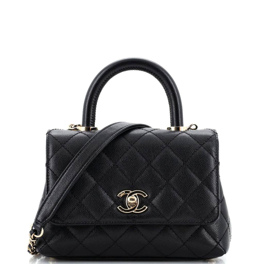 Coco Top Handle Bag Quilted Caviar Extra Mini