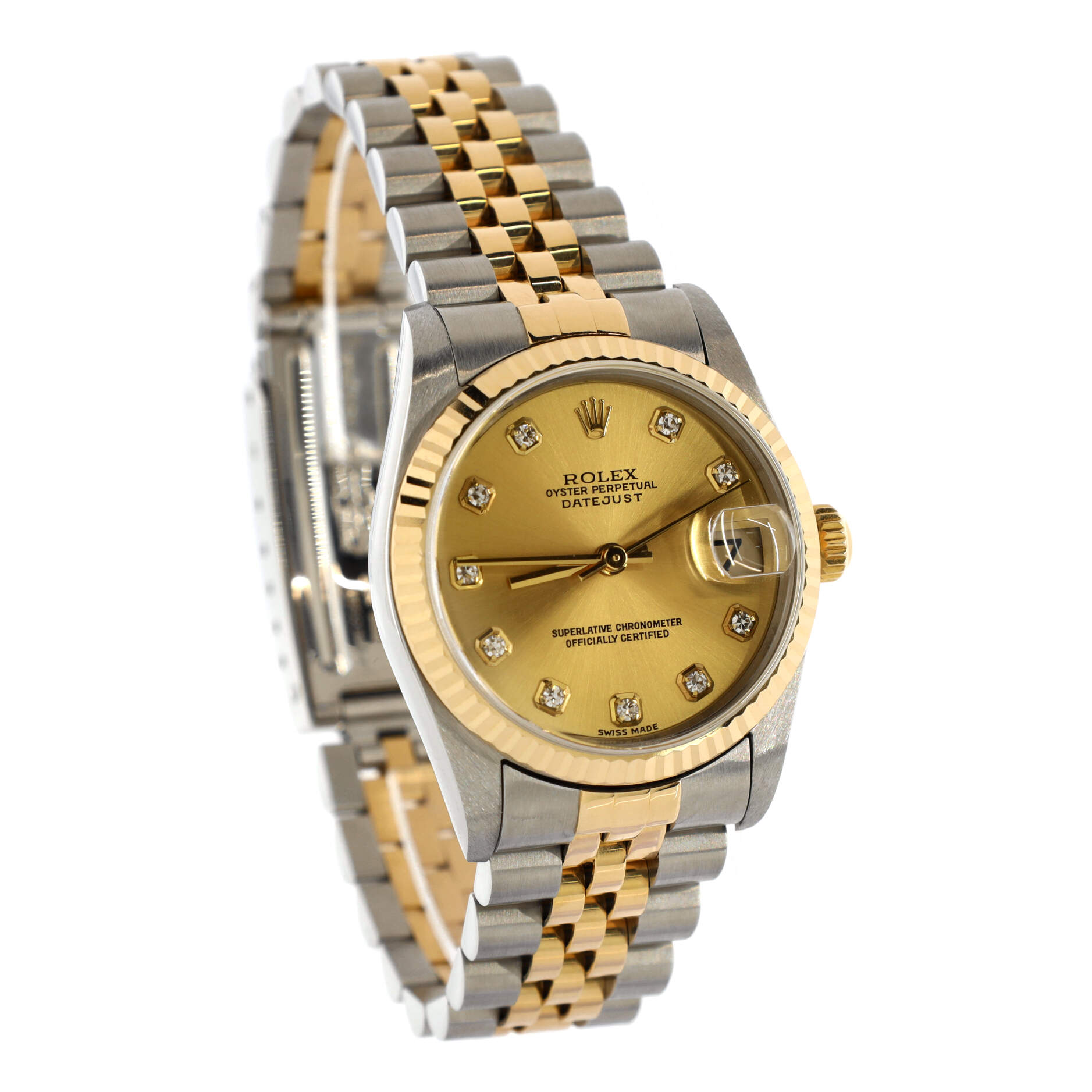 Oyster Perpetual Datejust Automatic Watch Stainless Steel and Yellow Gold with Diamond Markers 31