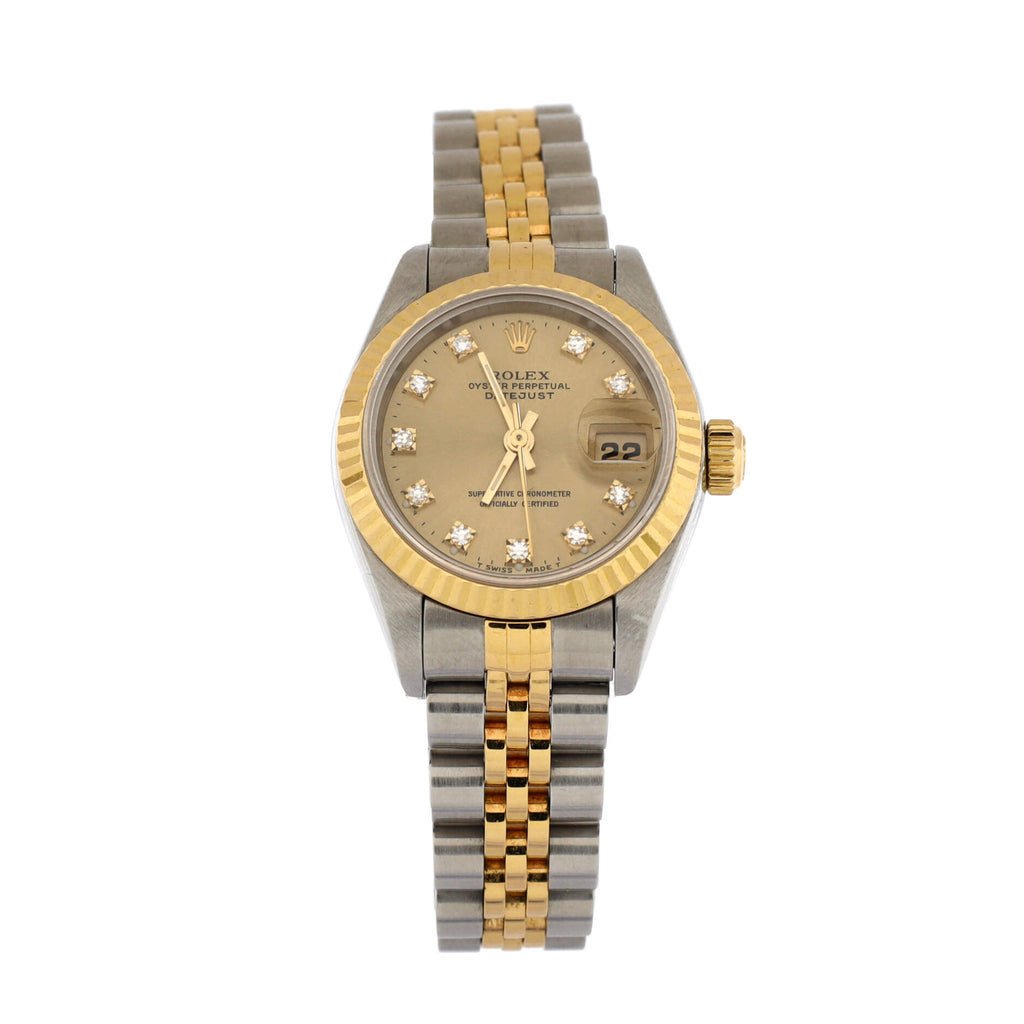 Oyster Perpetual Datejust Automatic Watch Stainless Steel and Yellow Gold with Diamond Markers 26