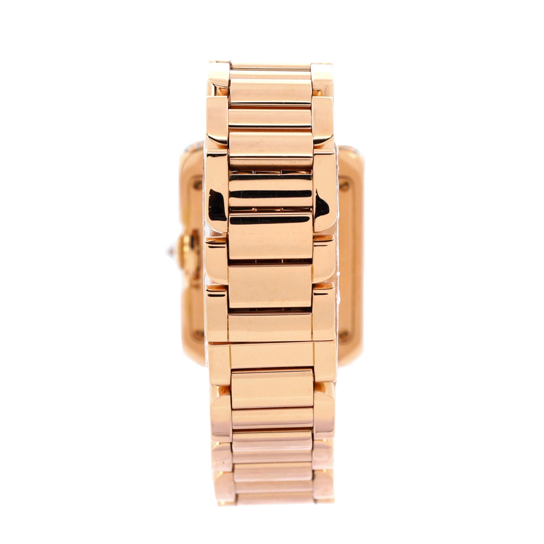 Tank Anglaise Quartz Watch Rose Gold with Diamond Bezel 23