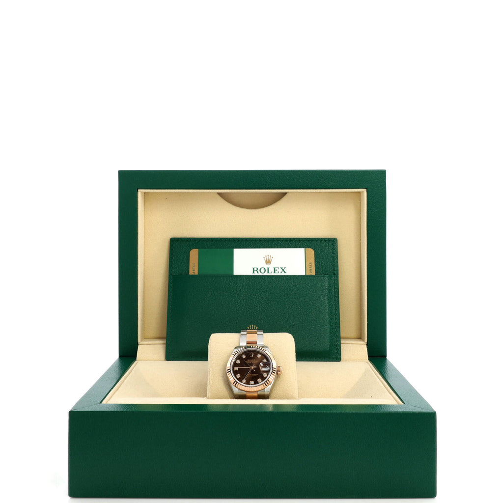 Oyster Perpetual Datejust Automatic Watch Stainless Steel and Rose Gold with Diamond Markers 28