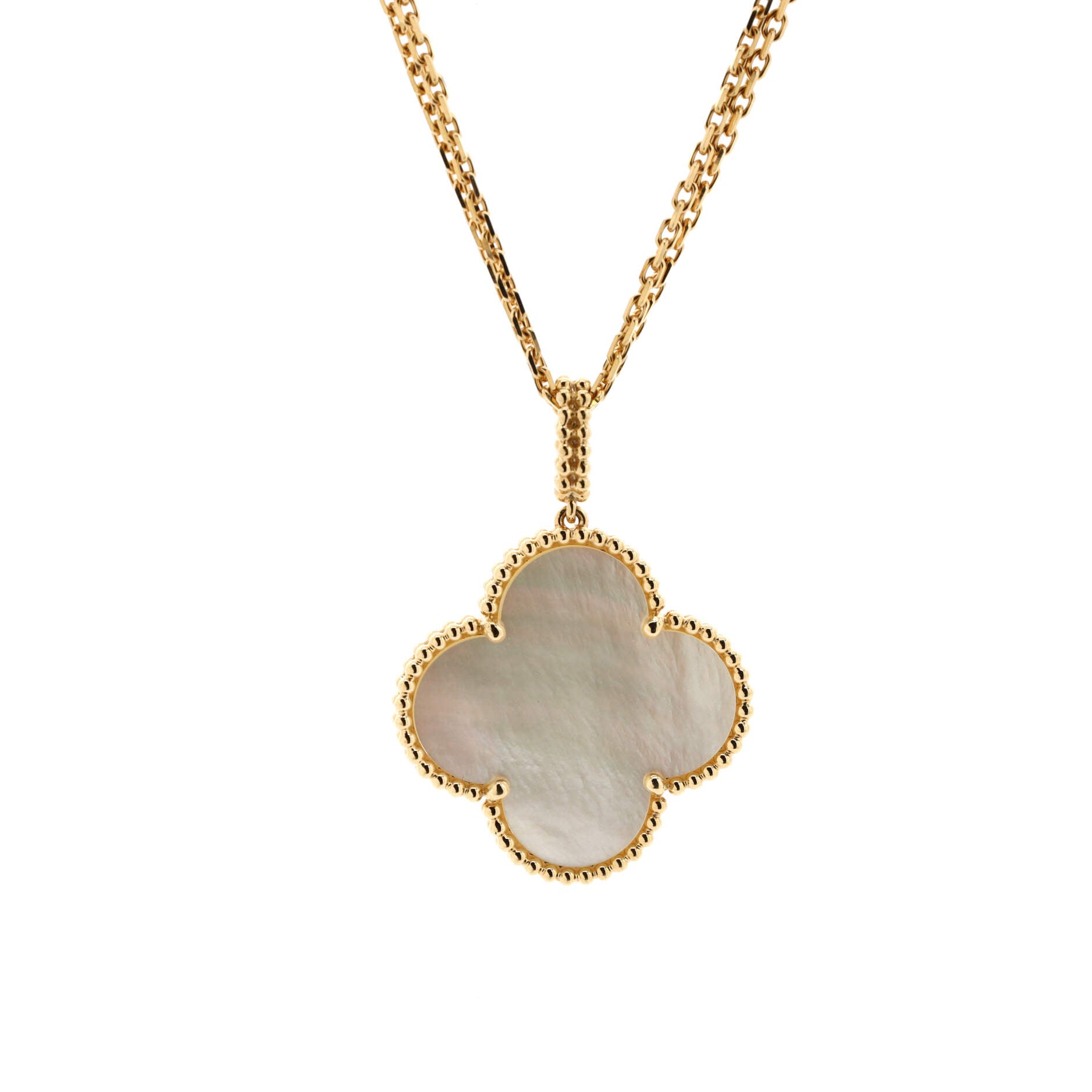 Magic Alhambra Long Necklace 18K Yellow Gold and Mother of Pearl