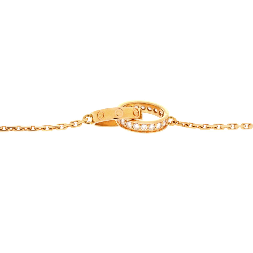 Love Interlocking Necklace 18K Rose Gold with Diamonds
