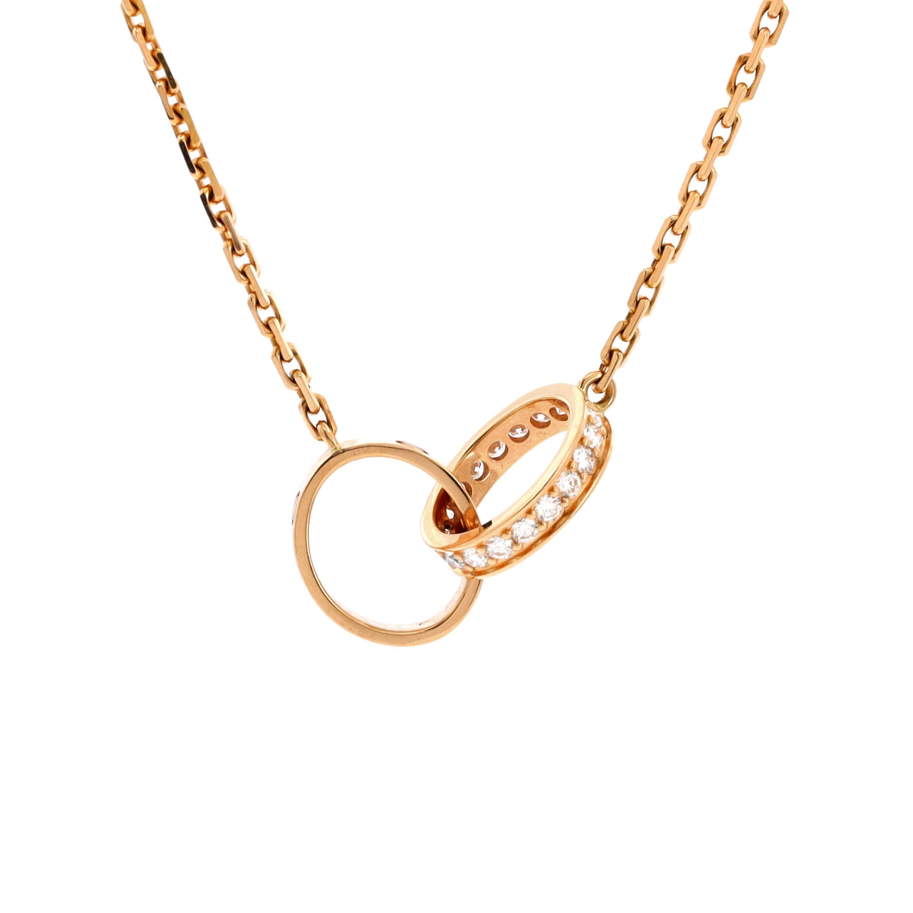 Love Interlocking Necklace 18K Rose Gold with Diamonds
