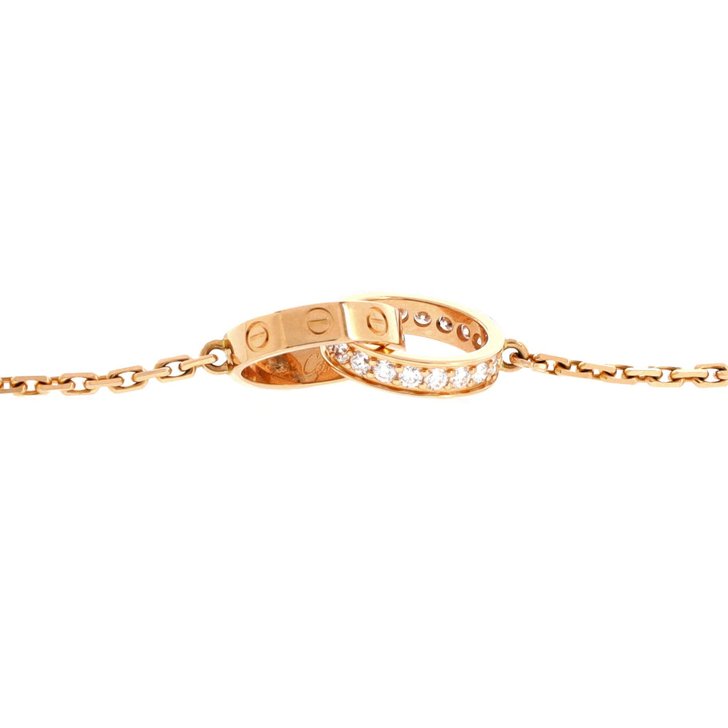 Love Interlocking Necklace 18K Rose Gold with Diamonds