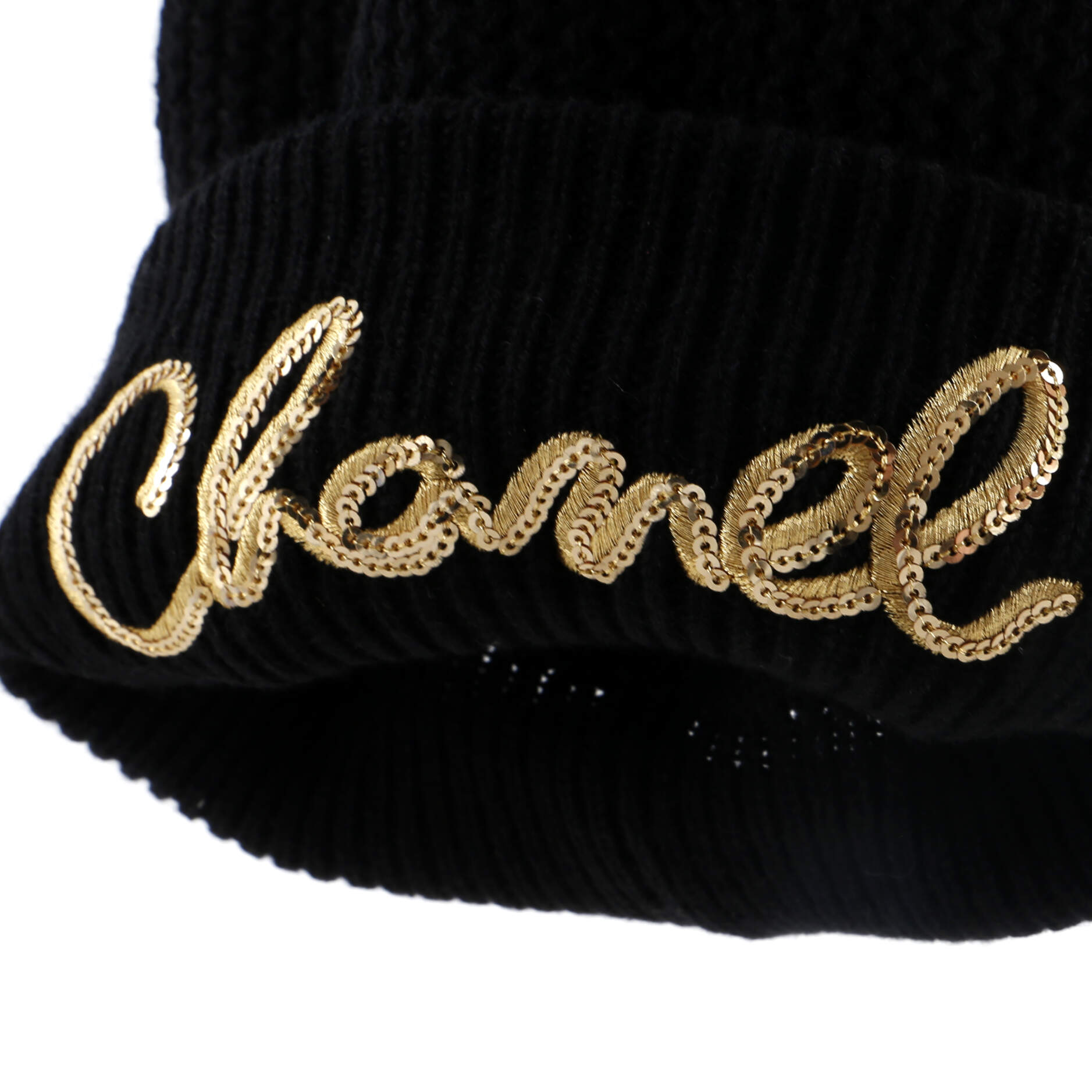 Logo Beanie Cashmere with Sequins