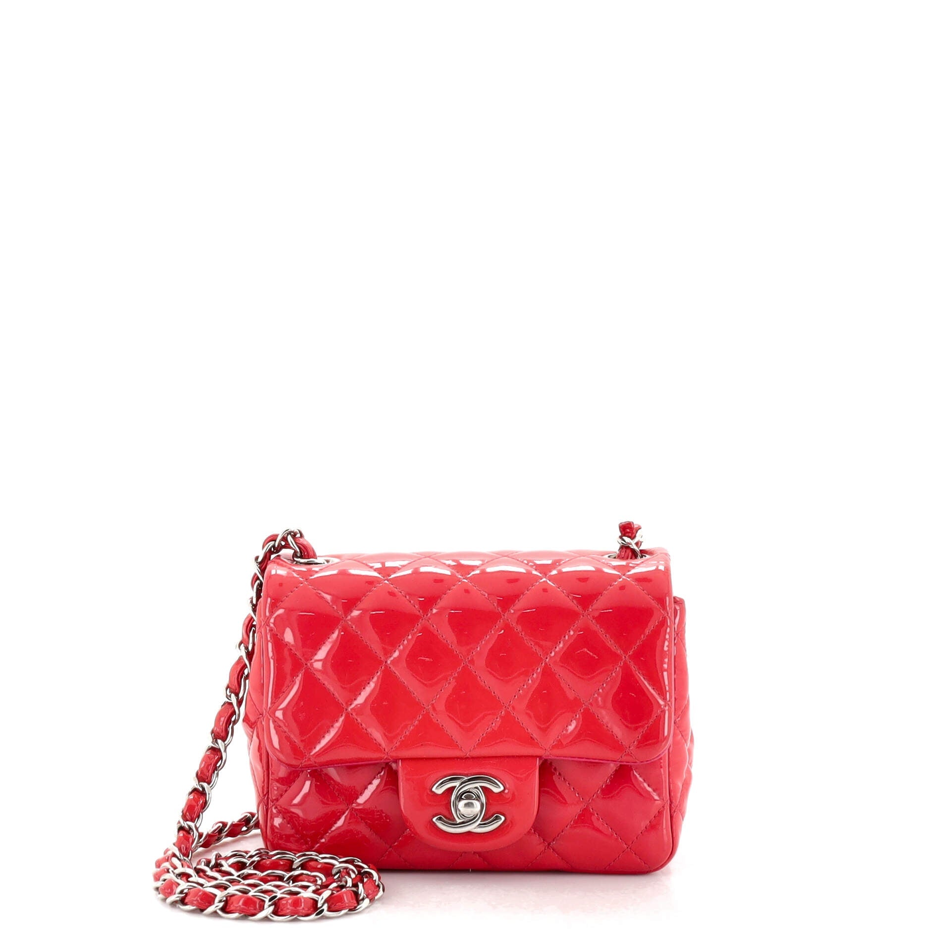 Square Classic Single Flap Bag Quilted Patent Mini