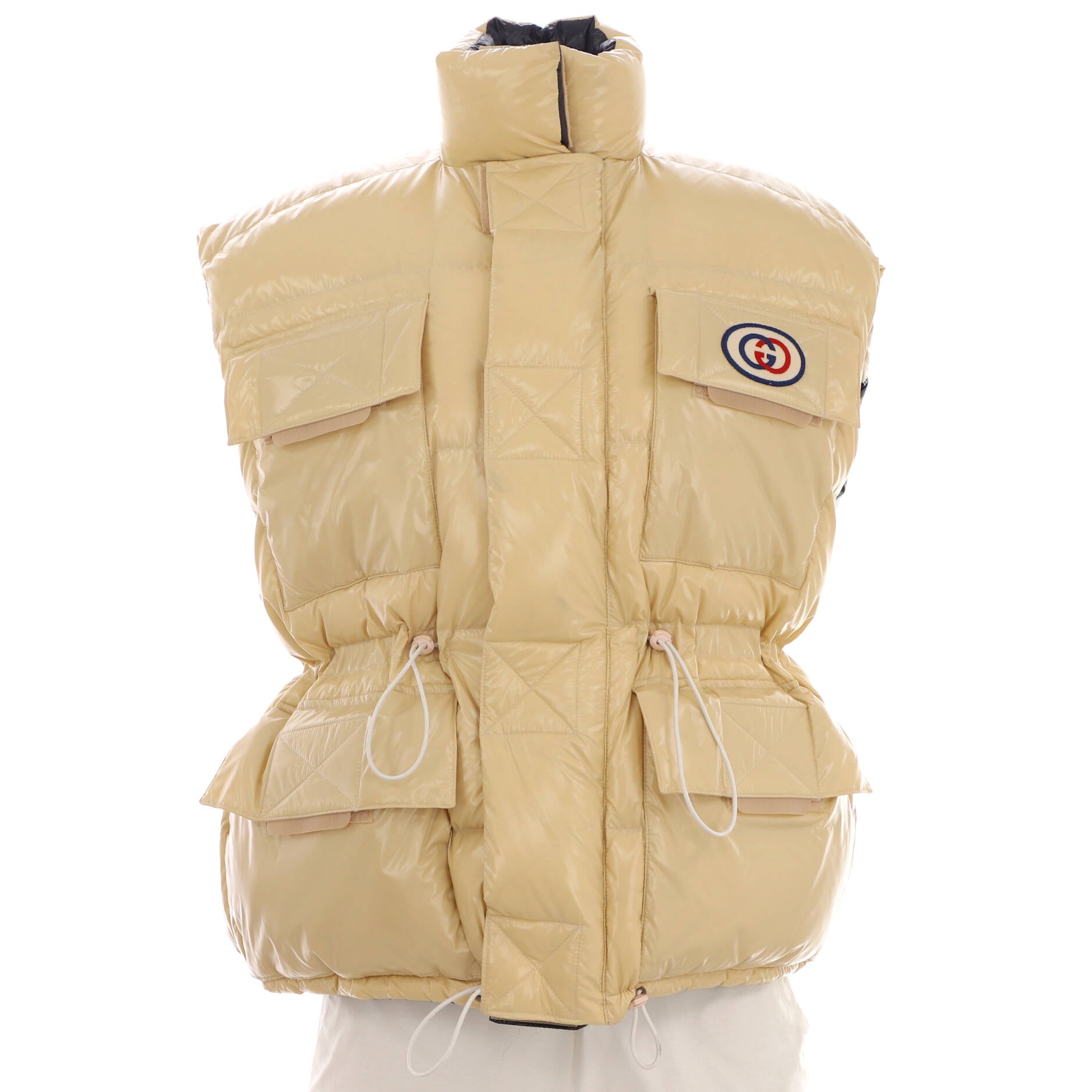 Women's Reversible Four Pocket Puffer Vest Quilted Nylon with Down Blend