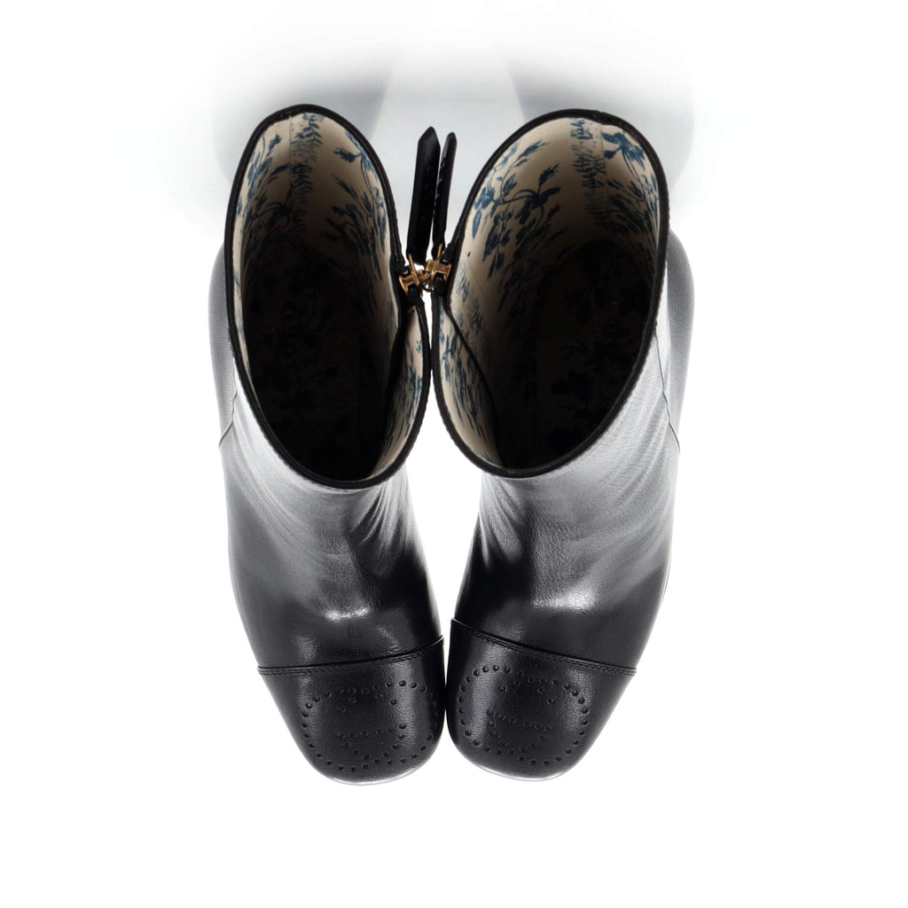 Women's Hills Interlocking G Heeled Cap Toe Boots Leather