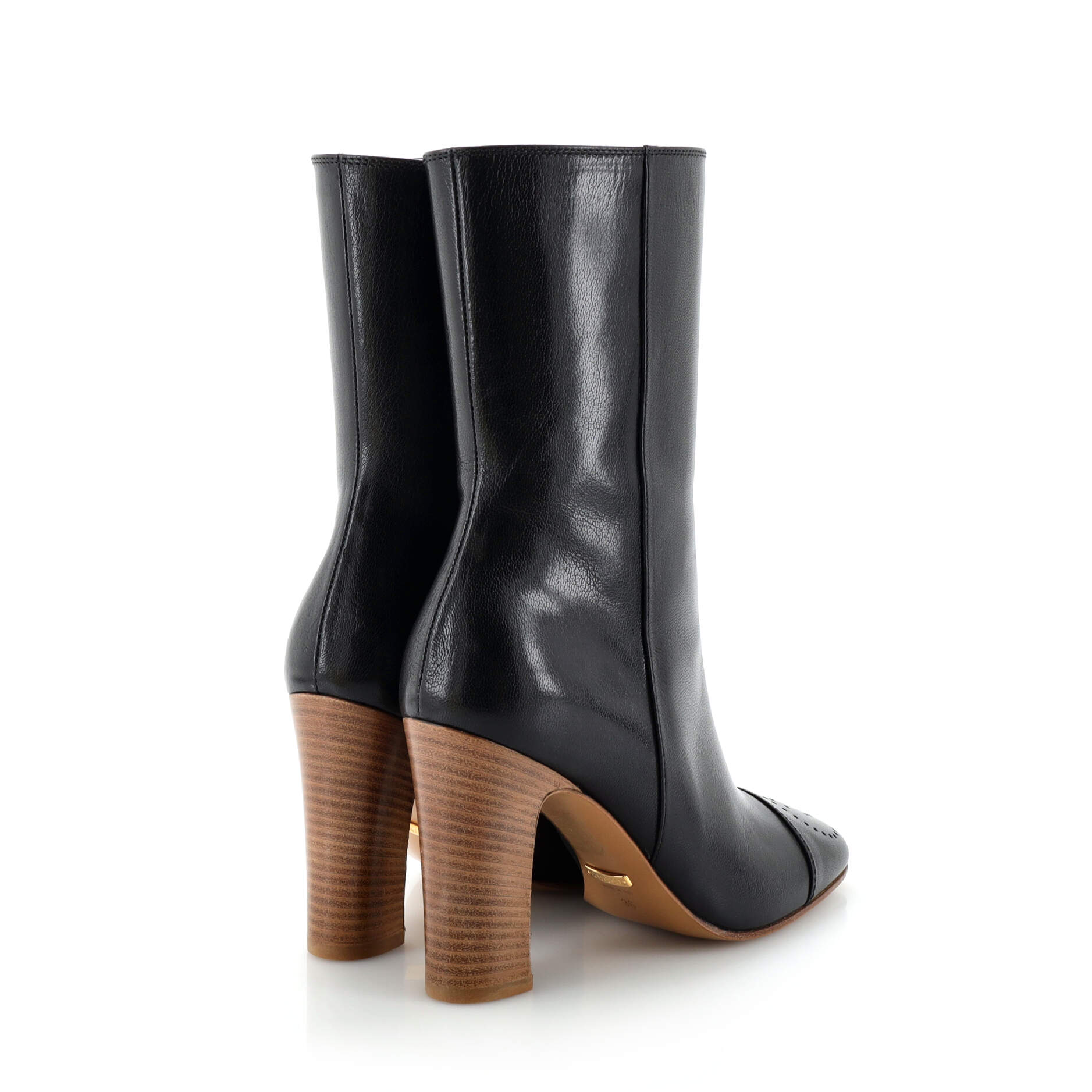 Women's Hills Interlocking G Heeled Cap Toe Boots Leather