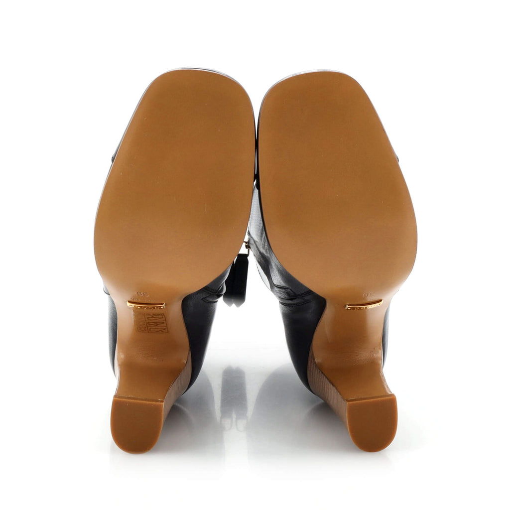Women's Hills Interlocking G Heeled Cap Toe Boots Leather