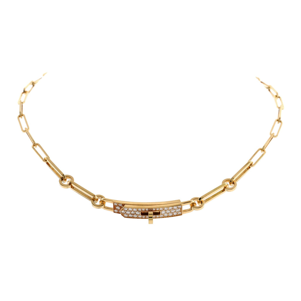 Kelly Chaine Choker Necklace 18K Yellow Gold and Pave Diamonds Small