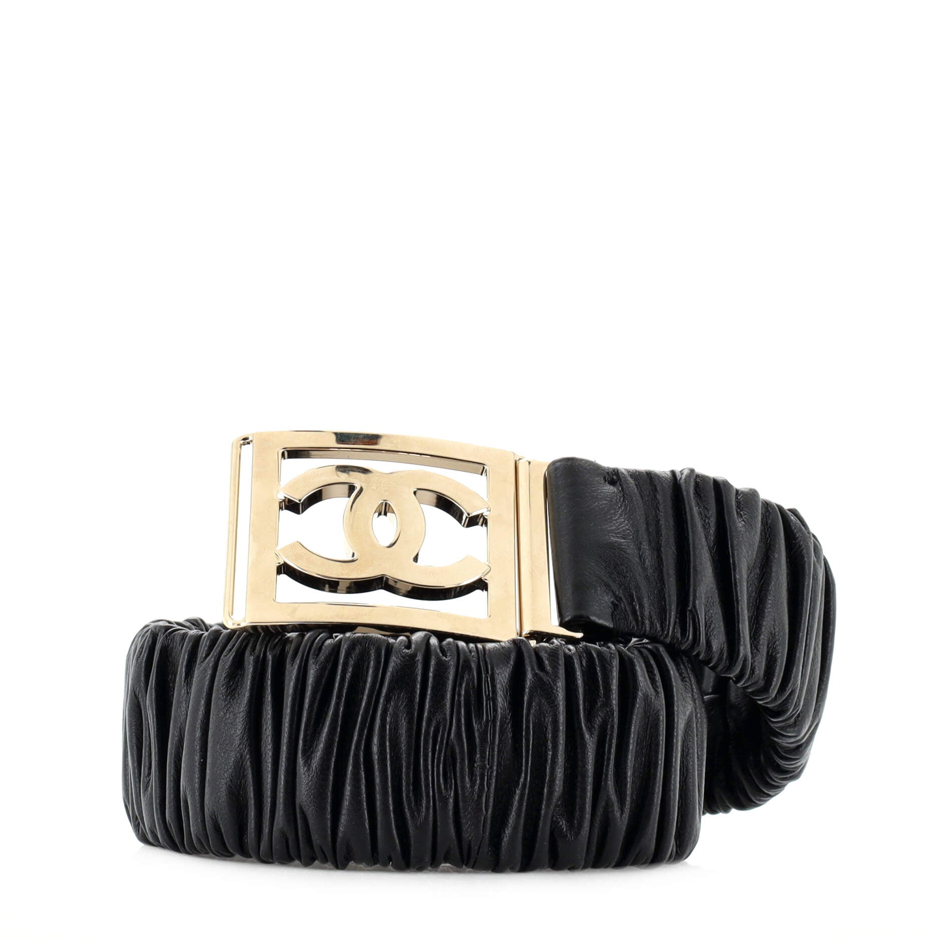 CC Square Buckle Elastic Belt Leather Wide 75